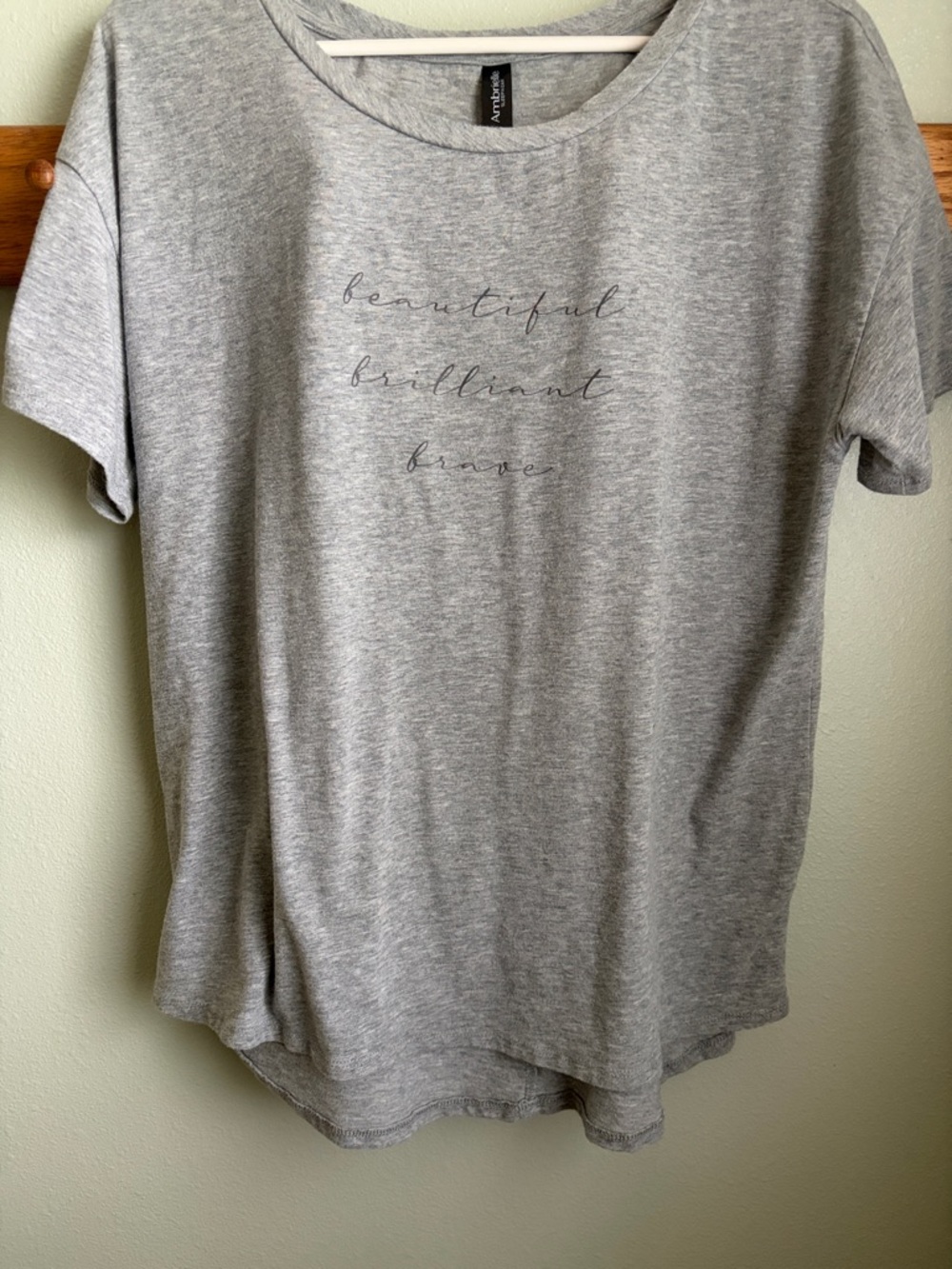 Ambrielle women’s Grey Short Sleeve Tee with Script Print